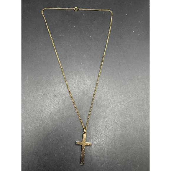 Vintage 1/20 12k GF chain With Etched Cross Pendant Chain Link Necklace 18" - Picture 12 of 12
